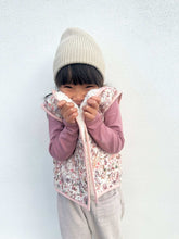 Load image into Gallery viewer, Kids Stylish - Pink Rosablomst Vest design - Gilet Outerwear Clothing Sleeveless Vest Warm Vest Scandi Stylish - Model wearing front vest - Little Scandi baby