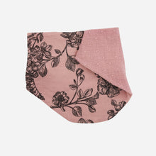Load image into Gallery viewer, Floral Baby Bib - teething weaning feeding baby bib drool catcher bib saliva newborn bib - front view of bib with a flap of the back view - Little Scandi baby
