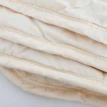 Load image into Gallery viewer, Pure Wool Duvet - british made Toddler Duvet -sleeping duvet - nap pram and stroller duvet - close up on the seams view of duvet - Little Scandi baby

